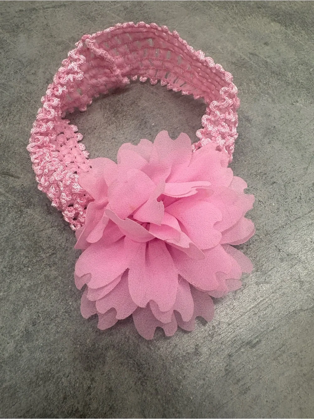 Pink Stretch Fabric Baby Girls Headband w/ Flower Accent, Solid, One Size